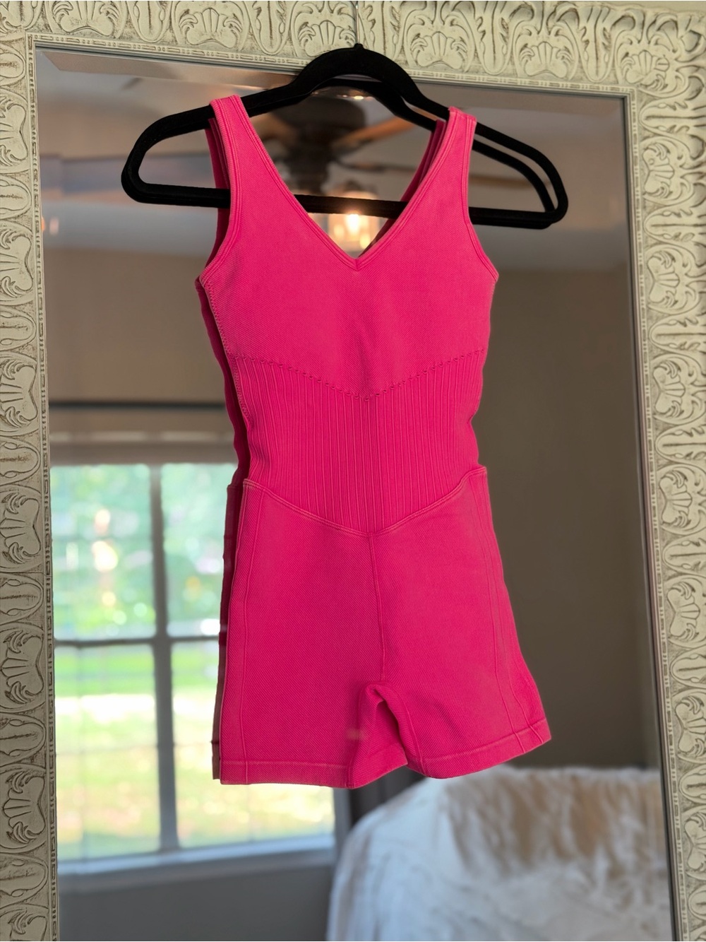 JoyLab Hot Pink Ribbed Sleeveless Bodysuit Romper
